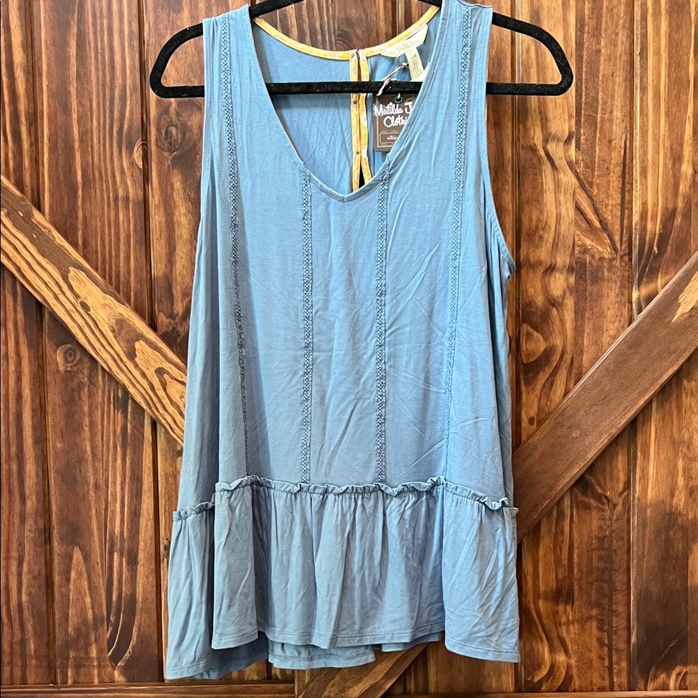 Matilda Jane Blue Ruffle Tank Top